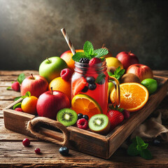 still life with fruits and vegetables