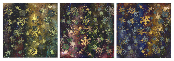 snow flakes watercolor png - obrazy, fototapety, plakaty