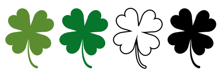 Green shamrock, cloverleaf, luck, clover symbols. 