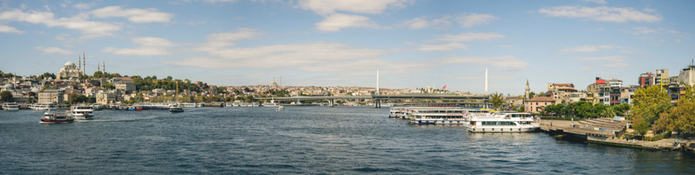 Panoramic view of the Bosphorus, Golden Horn, Istanbul, Turkey; Istanbul, Turkey