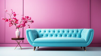 Modern luxury sofa on color pastel background