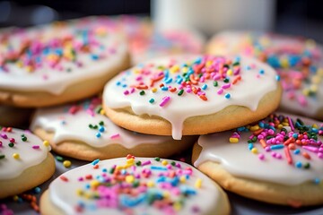 pink and blue cookies - obrazy, fototapety, plakaty