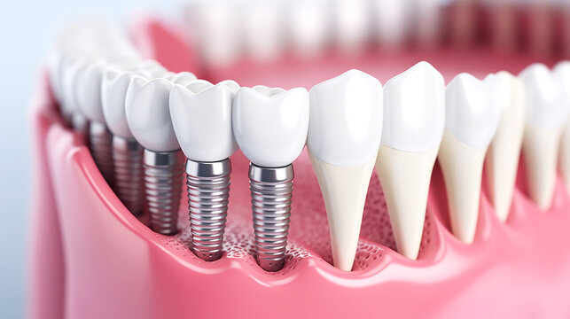 Dental implants in the mouth