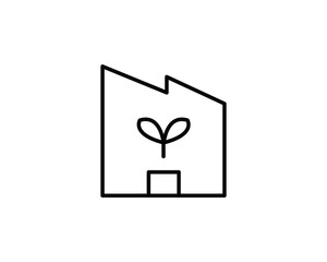 Sustainable factory icon vector symbol design illustration