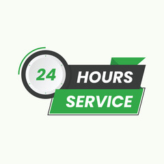 24 hours service label design with watch icon