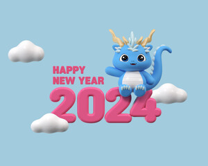 2024년 갑진년 3d 일러스트 캐릭터 소스