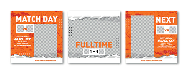 Sport social media post template , Football Match day , Full time , Next match Abstract