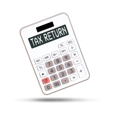 Tax return calculator isolated on white background