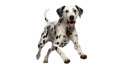 a Dalmatian running in a 3/4 view, PNG,  isolated and transparent Pet-themed, photorealistic illustration. Generative ai