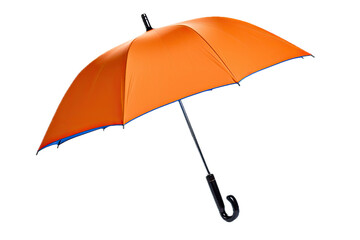 a Orange umbrella in a side view, in a PNG, Protective covering-themed, isolated, and transparent photorealistic illustration. Generative ai