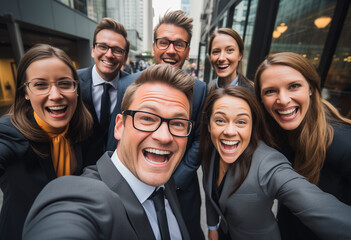 Portrait of a group of smiling businesspeople, selfie