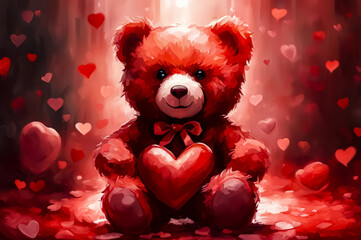 A bear with a heart. A Valentine's Day card. ai