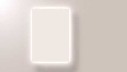 Glowing mockup frame in a beige background.
