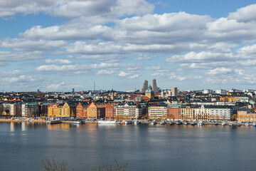Fototapeta na wymiar Scenic morning day panorama of Stockholm, Sweden