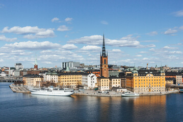 Fototapeta na wymiar Scenic morning day panorama of Stockholm, Sweden