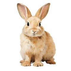 Obraz premium a bunny rabbit, in a front view PNG, in a Nature-themed, isolated, and transparent photorealistic illustration. Generative ai