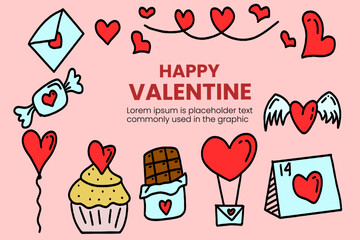 Happy Valentine Day background with flat style design