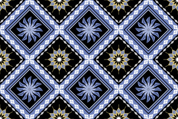 Geometric ethnic aztec embroidery style.Figure ikat oriental traditional art pattern.Design for ethnic background,wallpaper,fashion,clothing,wrapping,fabric,element,sarong,graphic,vector illustration.