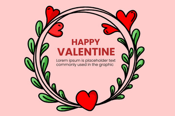 Happy Valentine Day background with flat style design