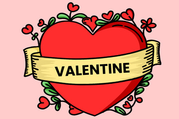 Happy Valentine Day background with flat style design