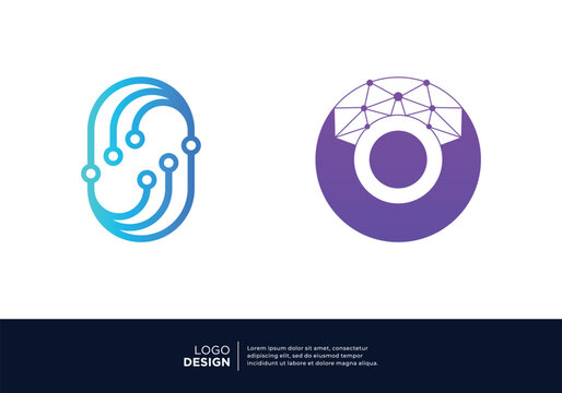 Digital connection letter O logo design collection.