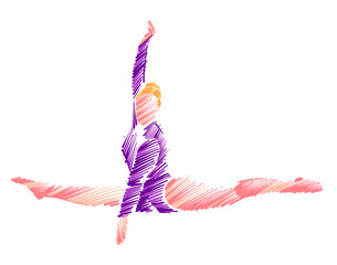 Woman gymnast doing moves in presentation