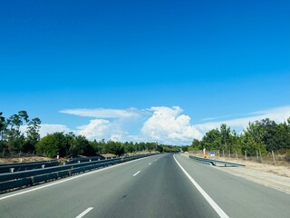 Empty highway, summertime, empty road, blue sky