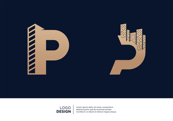 Set of letter P building real estate logo designs.