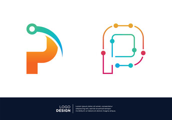 Artificial Intelligence letter P logo design. - obrazy, fototapety, plakaty