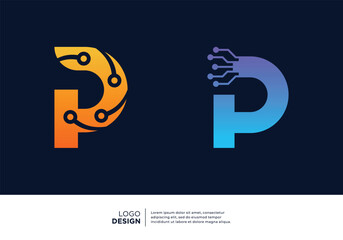 Technology letter P logo design. Creative and modern logo design - obrazy, fototapety, plakaty