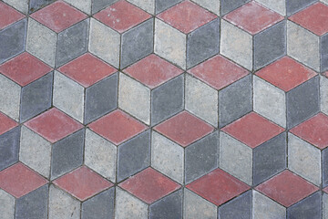 cube shape hexagon background in city park paving