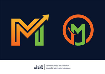 Set of letter M Financial Chart Logo Design.