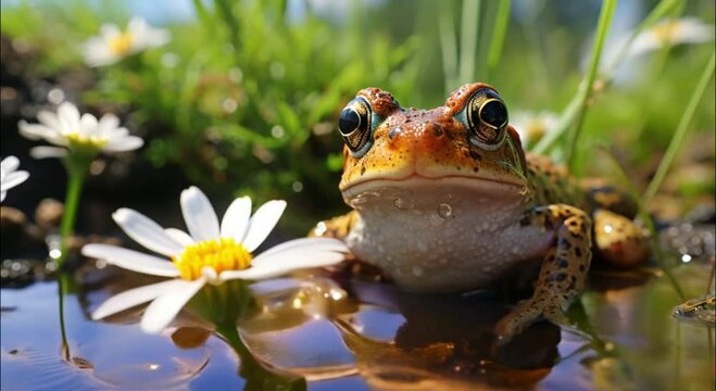frog in water footage