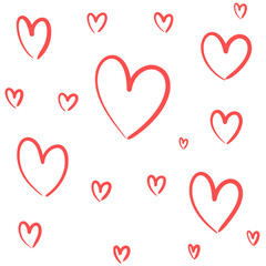 Vector hearts in hand doodle style. Hand drawn heart icons on white background.