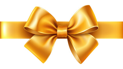 Gold ribbon and bow, isolated on transparent background