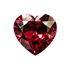 Naklejka na ściany i meble a heart-shaped Ruby gemstone, top view, isolated, and transparent PNG in a holiday Jewelry-themed, photorealistic illustration. Generative ai