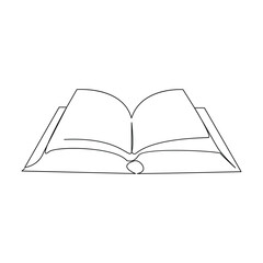Continuous single line Vector,sketch illustration on white background open book style