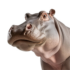  a Hippopotamus portrait in a 3/4 view, PNG, in a Wildlife-themed, isolated, and transparent photorealistic illustration. Generative ai
