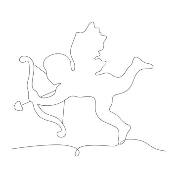 recommend clip art: Continuous one line drawing of little angel Cupid. Vector illustration