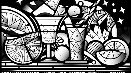 Beautiful Coloring page Summer Drinks AI Generated pictures
