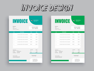 Clean invoice template vector design. Invoice Design. Business invoice form template. Invoicing quotes, money bills or pricelist and payment agreement design templates. payment receipt.