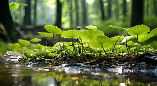 lily grass at the edge of the water footage