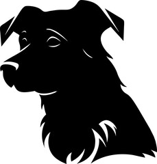 Dog silhouette. Vector silhouette of dog on white background. black dog isolated on white background. cutout dog. hand drawn design. vector illustration.