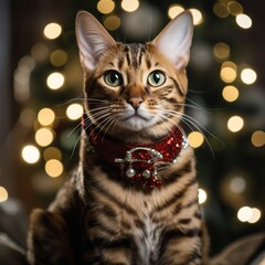 Christmas Fair cat multi AI Generated image
