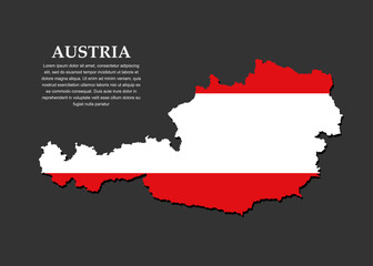Obraz premium Vector map Austria made flag, Europe country
