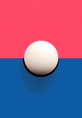 an abstract white tennis ball circle in a red and blue field