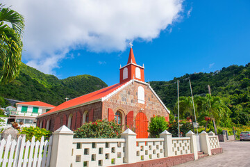 Sacred Heart Church in The Bottom historic town center in Saba, Caribbean Netherlands. This is the...