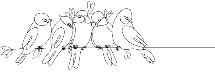 A flock of birds. Friends. One line