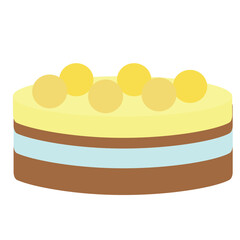 Easter Simnel Cake in cartoon style isolated on white background.
