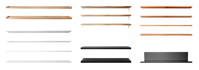 shelf set - collection of various shelves - isolated transparent PNG - premium flawless pen tool...